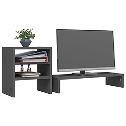 Acheter vidaXL Support de moniteur Gris 81x20x30 cm Bois de pin solide