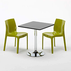 Avis Grand Soleil Table Noir et 2 Chaises Colorées Polypro