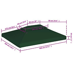 vidaXL Recouvrement de remplacement d'auvent 310 g/m² 3 x 4 m Vert pas cher