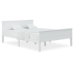 Maison Chic Lit adulte - Lit simple Cadre de lit,Structure du lit Contemporain Blanc Bois de pin massif 160x200 cm -MN41211