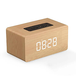 Yonis Enceinte Bluetooth Bois Subwoofer Horloge Autonomie Longue Portée 10m Support Carte TF AUX 3.5mm