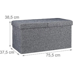 Helloshop26 Banquette avec espace de rangement pliable rembourré couvercle rabattable gris 13_0000373