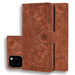 Wewoo Coque Étui en cuir estampé à double rabat avec motif pour mollet et fentes cartes de visite / portefeuille iPhone 11 Pro 5.8 pouces Marron