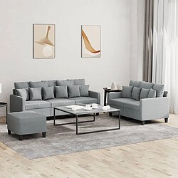 Maison Chic Ensemble de canapés 3 pcs avec coussins, Canapé droit Sofa pour Salon Gris clair Tissu -GKD543945