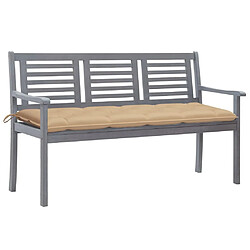 Maison Chic Banc de jardin | Chaise de jardin 3 places avec coussin 150 cm Gris Eucalyptus -GKD95993