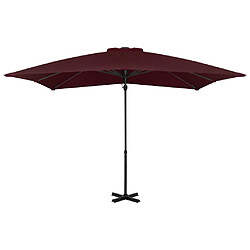 Helloshop26 Parasol déporté avec mât en aluminium 250 x 250 cm bordeaux 02_0008493