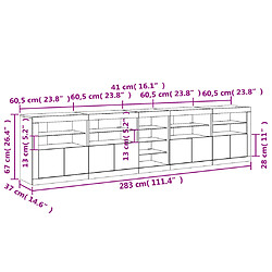 vidaXL Buffet avec lumières LED chêne sonoma 283x37x67 cm pas cher