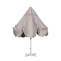 Decoshop26 Parasol pour restauration Ø 5m mât polyester/aluminium blanc 28kg crème-beige sans pied 04_0003856