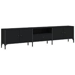 vidaXL Meuble TV avec tiroir noir 200x25x44 cm bois d'ingénierie