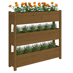 Avis vidaXL Jardinière Marron miel 112x25x104,5 cm Bois massif de pin