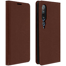 Avizar Étui Xiaomi Mi 10 / Mi 10 Pro Cuir Porte cartes Support Vidéo marron foncé