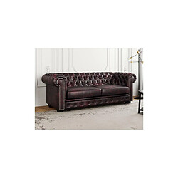 Vente-Unique Canapé chesterfield 3 places BRENTON 100% cuir de buffle - Bordeaux pas cher