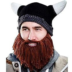 Totalcadeau Bonnet noir à cornes et barbe de Viking