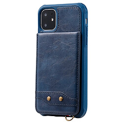 Wewoo Coque Pour iPhone 11 Vertical Flip Wallet Couverture arrière antichoc Etui de protection avec porte-cartes et fentes cartes et lanière et cadres photo Bleu