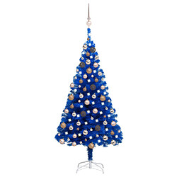 vidaXL Arbre de Noël artificiel pré-éclairé et boules bleu 150 cm PVC