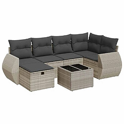 vidaXL Salon de jardin avec coussins 7 pcs gris clair résine tressée