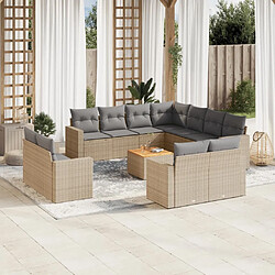 Maison Chic Salon de jardin avec coussins 12 pcs | Ensemble de Table et chaises | Mobilier d'Extérieur beige résine tressée -GKD63063