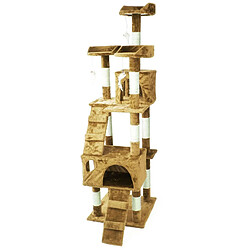 Helloshop26 Arbre à chat 170 cm corde en sisal griffoir grattoir jeux plateforme beige 16_0000004