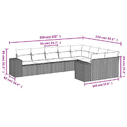 Acheter vidaXL Salon de jardin avec coussins 9 pcs marron résine tressée