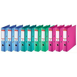 Esselte Lot de 10 Classeurs, Pour l'Archivage, Couverture Plastique, A4, Dos 7,5cm, Couleurs Assorties, Standard, 624178