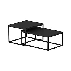 Helloshop26 Set de 2 tables basses gigognes rectangulaires noir mat 03_0008351