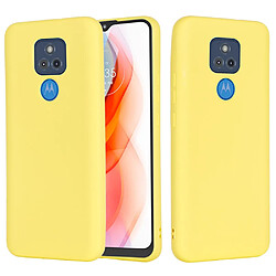 Coque en silicone Liquide de couleur unie avec sangle souple jaune pour votre Motorola Moto G Play (2021)