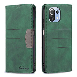 Etui en PU BINFEN COLOR aimant auto-absorbé avec support vert pour votre Xiaomi 11 Lite 5G NE/Mi 11 Lite 4G/5G