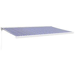 vidaXL Auvent rétractable bleu et blanc 5x3 m tissu et aluminium