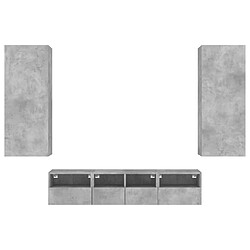 Acheter vidaXL Unités murales TV 5 pcs gris béton bois d'ingénierie