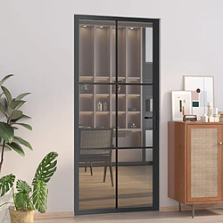 vidaXL Porte intérieure 93x201,5 cm Noir Verre ESG et aluminium 