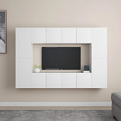 vidaXL Ensemble de meubles TV 8 pcs Blanc Bois d'ingénierie