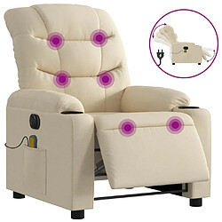 Maison Chic Fauteuil Relax pour salon, Fauteuil inclinable de massage électrique crème tissu -GKD18644