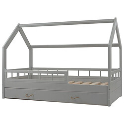 Velinda Lit scandinave maison 160x80cm + tiroir et barrières gris