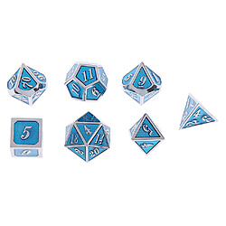 alliage polyédrique d4 d6 d8 d10 d12 d20 pour mtg dnd jouet argent bleu clair