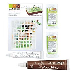 Scrapcooking Coffret décor et pâte à sucre pour gâteau Terrain de football + 1 Stylo chocolat