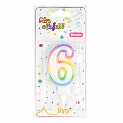 Paris Prix Bougie d'Anniversaire Chiffre 6 7cm Multicolore