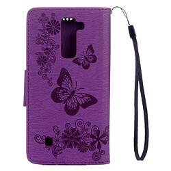 Avis Wewoo Housse Étui Violet pour LG Stylo 2 / LS775 Papillons Gaufrage Horizontal en cuir Flip avec support et Slots de cartes Portefeuille & Longe