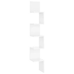 Maison Chic Étagère d'angle murale,Etagère de rangement flottante Blanc brillant 20x20x127,5 cm Aggloméré -MN43145