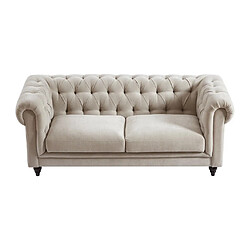 Vente-Unique Canapé chesterfield 3 places en tissu beige CRONEL