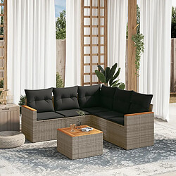 Maison Chic Salon de jardin 6 pcs avec coussins | Ensemble de Table et chaises | Mobilier d'Extérieur gris résine tressée -GKD96495