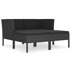 Maison Chic Salon de jardin 4 pcs + coussins - Mobilier/Meubles de jardin - Table et chaises d'extérieur Résine tressée Noir -MN30911