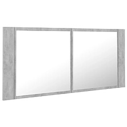 Avis Maison Chic Armoire de salle de bain,Meuble de rangement,Meuble haut à miroir LED Gris béton Acrylique -GKD585815