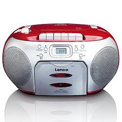 Lenco MINI CHAINE HIFI RADIO FM PORTABLE LECTEUR CD-CASSETTE ROUGE GRIS