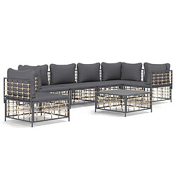 Maison Chic Salon de jardin 7 pcs + coussins - Mobilier/Meubles de jardin - Table et chaises d'extérieur anthracite résine tressée -MN93842