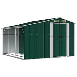 Helloshop26 Abri de jardin cabane cabanon maison de stockage remise extérieur hangar outils robuste 277 x 279 x 179 cm acier galvanisé vert 02_0022377