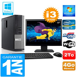 PC DELL 990 SFF Core I3-2120 Ram 4Go Disque 2 To Wifi W7 Ecran 19" - Occasion