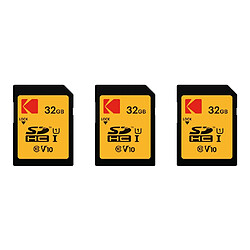 Pack de 3 Cartes Mémoire KODAK SDHC Ultra High Speed - 32 GB - Noir