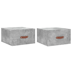 Maison Chic Lot de 2 Tables de Chevet murales - Tables de Nuit gris béton 35x35x20 cm