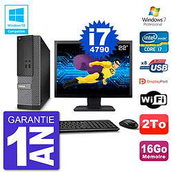 PC Dell 3020 SFF Ecran 22" Intel i7-4790 RAM 16Go Disque 2To Graveur DVD Wifi W7 - Occasion