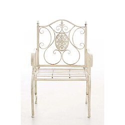 Decoshop26 Chaise de jardin balcon terrasse avec accoudoirs design rustique en métal crème vieilli 10_0003025